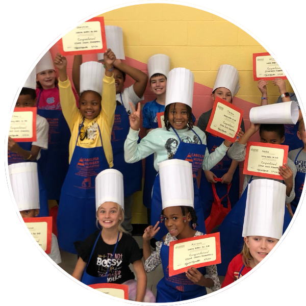 children in aprons and chefs hats image for link to kids corner webpage